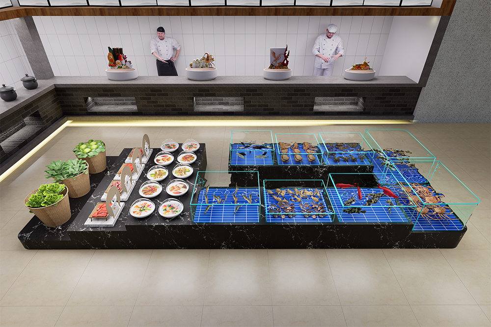 One-tier movable seafood tank (1)