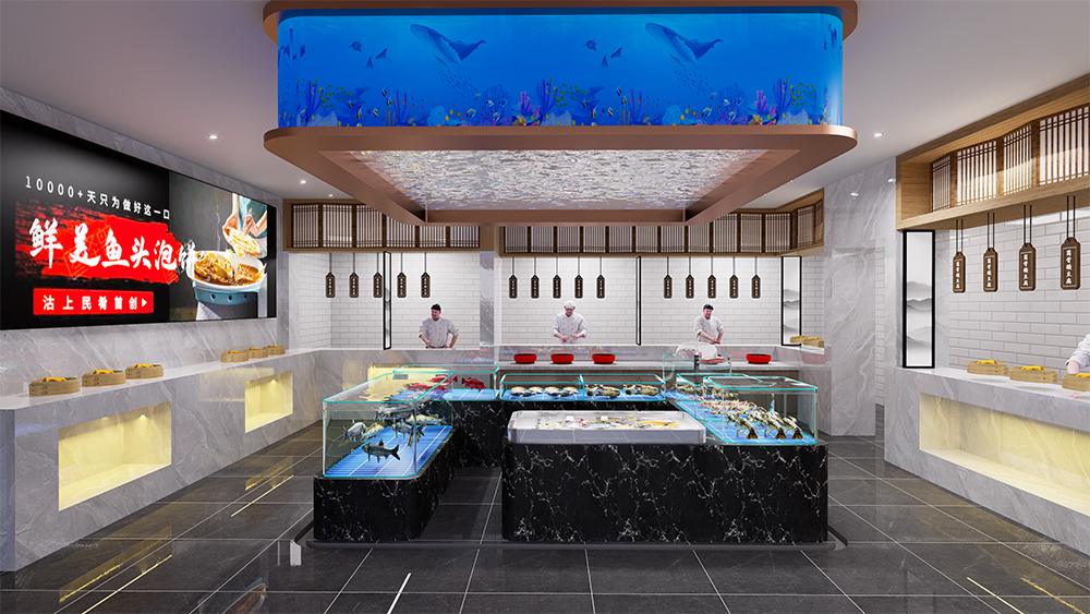One-tier movable seafood tank (2)