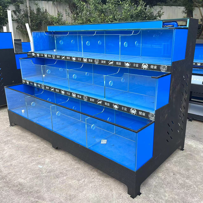 Cuboid three-tier seafood tank