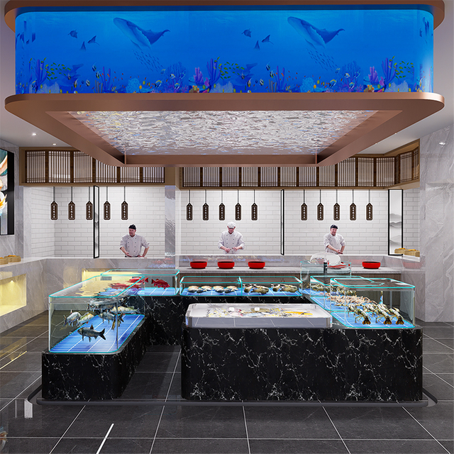 One-tier movable seafood tank