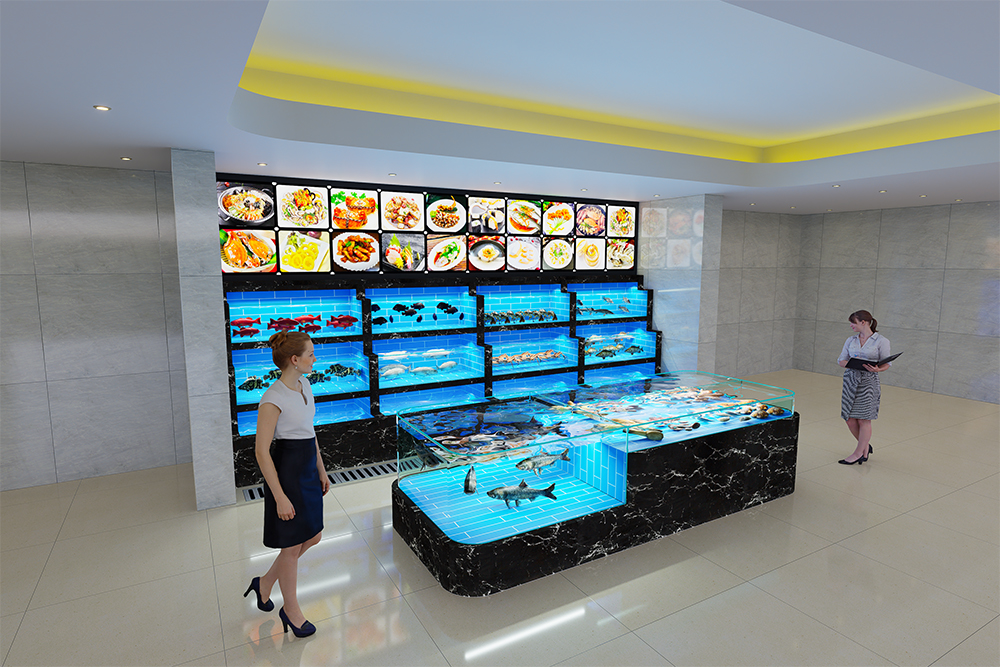 One-tier movable seafood tank (4)